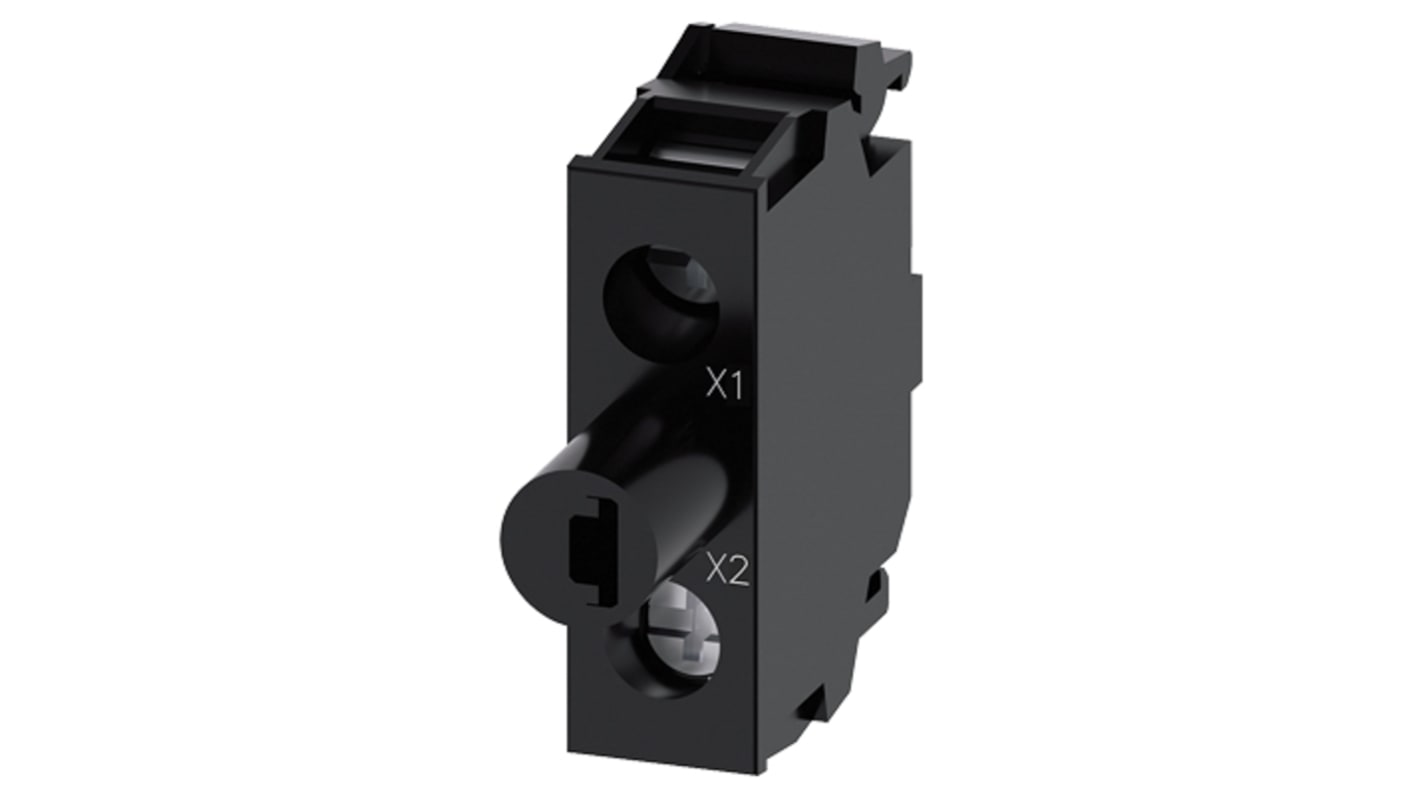 Blocco contatti luminoso Siemens 3SU1401-2BF40-1AA0, LED verde, tensione 230 V, montaggio a pavimento, corrente 20 mA.