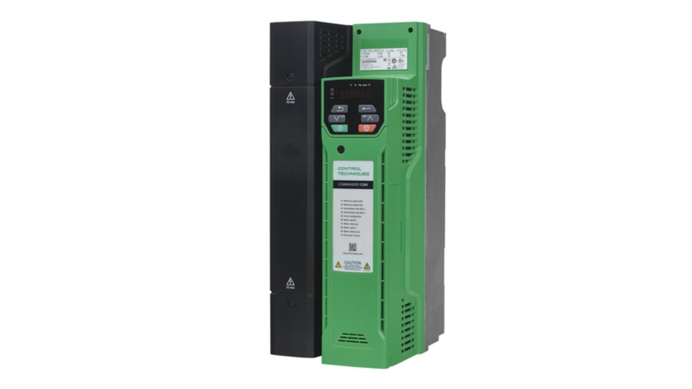 Inverter Control Techniques C200-05400300, 15 kW, 3 fasi, montaggio a pannello, IP20, corrente 30 A, frequenza 0-550 Hz.