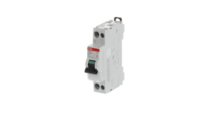 Interruttore magnetotermico ABB 20A Tipo C, montaggio su guida DIN, dimensioni 69x18x85 mm, per protezione cortocircuiti.