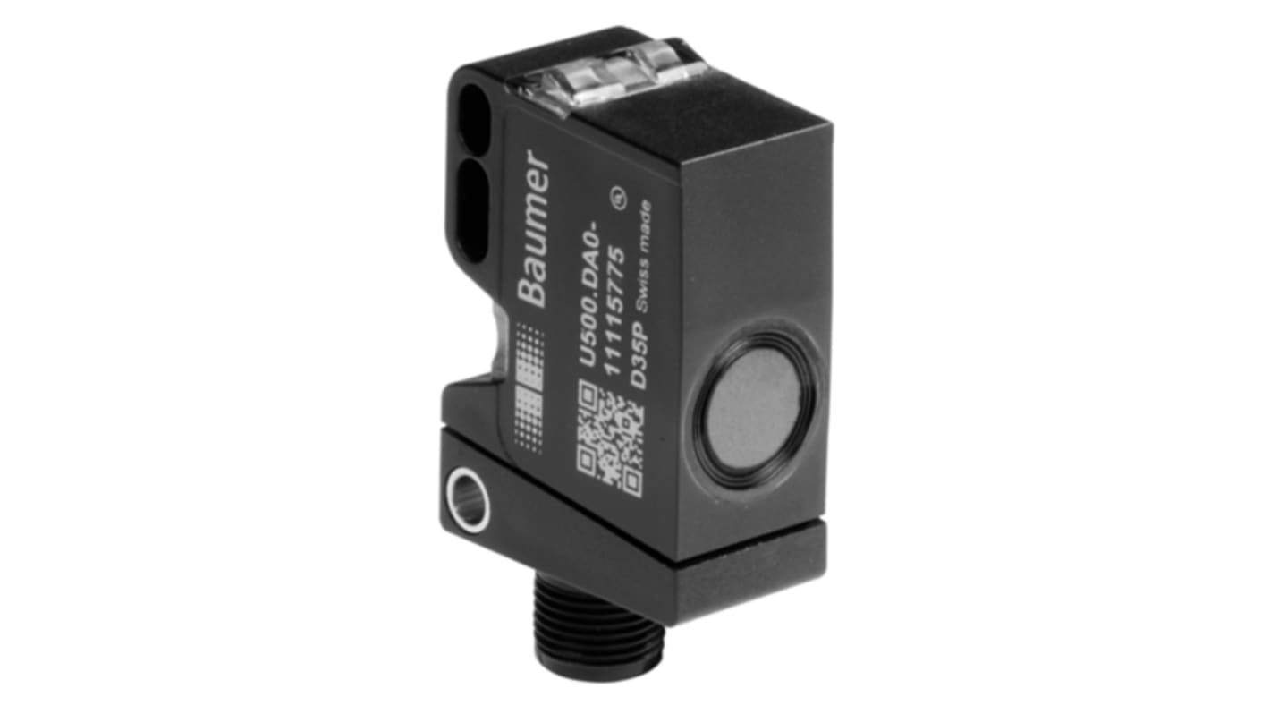 Sensore di prossimità Baumer U500.DA0.2-UAMJ.72F, ultrasuoni, gamma 70-1000 mm, uscita 0-10 V, IP67, -25/+65 °C.