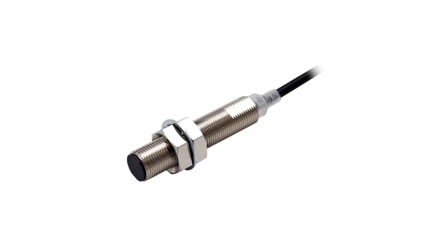 Sensore di prossimità cilindrico PNP M12 Omron E2E-X9B1TL12 2M, rilevamento 9 mm, IP67, montaggio a filo, alimentazione 10-30 V c.c.