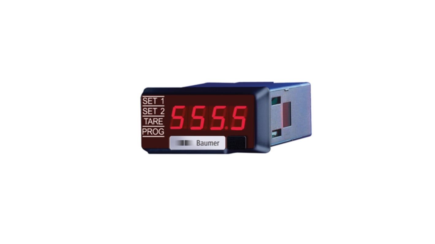 Baumer TA1220.514AX01, misuratore digitale da pannello per giri/min e frequenza, contenitore DIN 48 x 24 mm, interfaccia RS485.