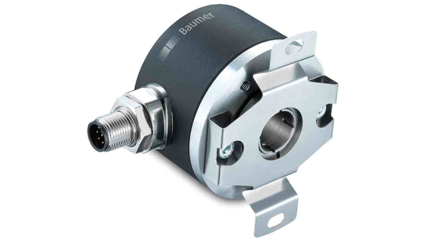 Encoder assoluto Baumer EAM580-SC0.5B4G.14130.A, albero da 10 mm, risoluzione 32 bit, interfaccia SSI, IP65.