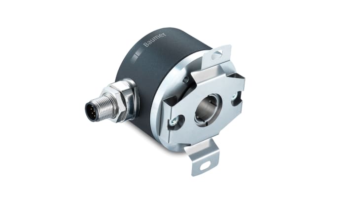 Encoder assoluto Baumer EAM580-BAC.5NC6.14180.A, 12mm, interfaccia CANopen, precisione 0,15°, montaggio a flangia, IP65.