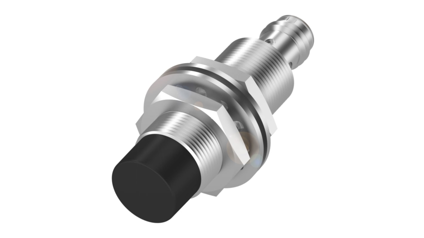 Sensore di prossimità cilindrico BALLUFF BES05EY, PNP M18, rilevamento 20 mm, IP68, alimentazione 10-30 V c.c., dimensioni 66x18 mm.