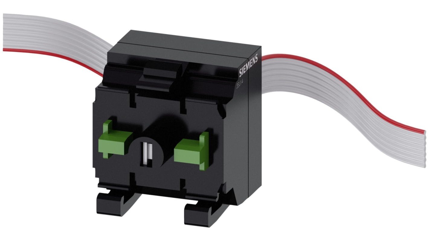 Blocco contatti Siemens 3SU1401-1MC00-1CA1, design robusto, montaggio snap-on, resistente a polvere e oli.