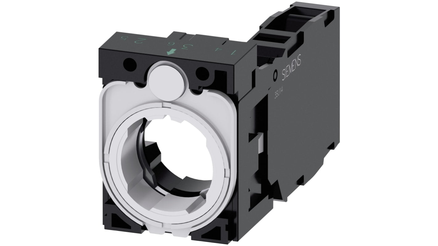 Siemens blocco contatti 1NO + 1NC, tensione 5-500 V, montaggio snap-on, robusto per ambienti industriali.