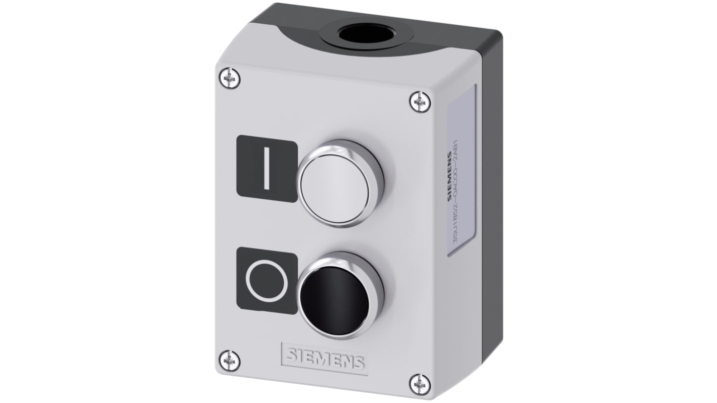 Interruttore stazione di controllo Siemens, 10A, IP66/IP67/IP69, montaggio a pavimento, diametro foro 22mm, 118.4x85x75mm.