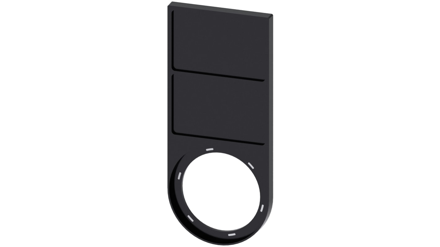 Portaetichette Siemens 3SU1900-0BQ10-0AA0, design piatto nero, per 2 lastre 17,5 mm x 27 mm, montaggio adesivo.