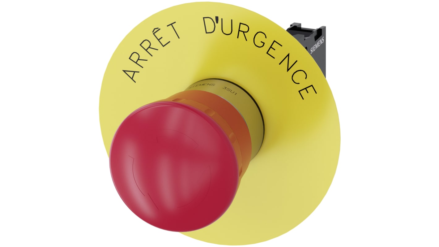 Pulsante di arresto di emergenza Siemens, montaggio a pannello, diametro 22 mm, grado di protezione IP66/IP67/IP69.