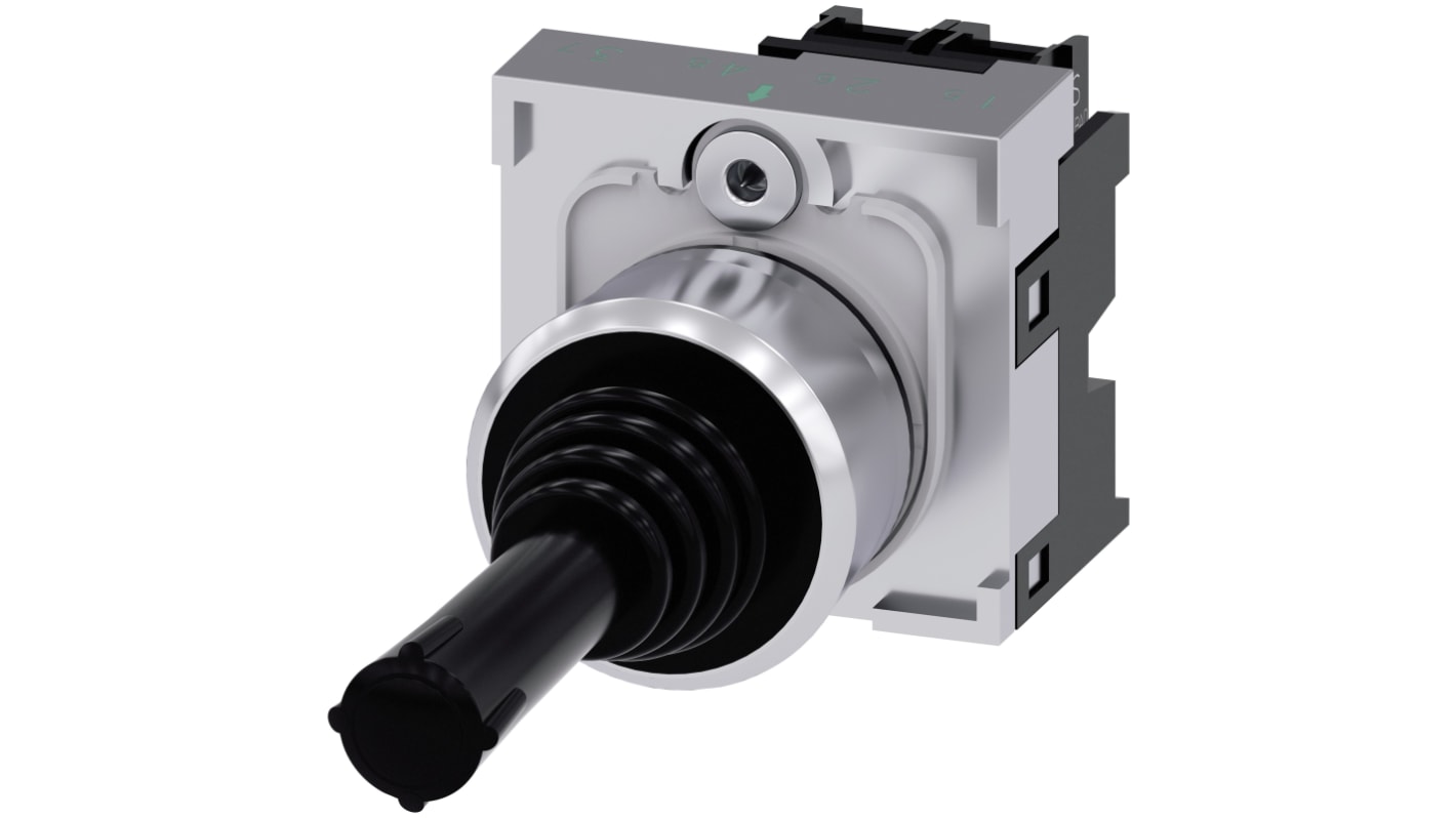Interruttore joystick Siemens, rotondo, metallo nero, 2 posizioni, IP65/IP67, 10 A, profondità 53.7 mm.