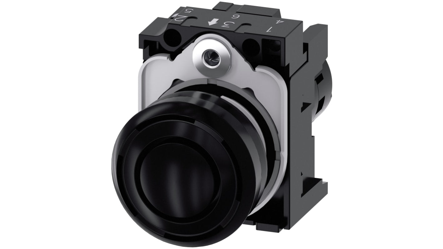 Cicalino Siemens 3SU1200-6KC10-1AA0, montaggio anteriore, 110 V c.a., 90 dB, diametro 29,5 mm, temperatura -25/+70 °C.