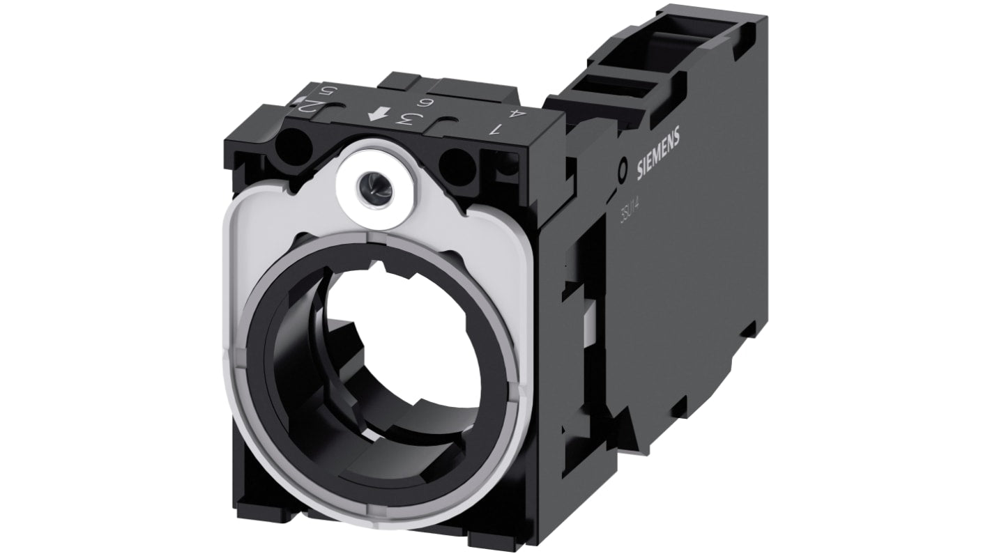 Siemens blocco contatti 1NO + 1NC, tensione 5-500 V, installazione snap-on, compatibile con PROFINET e AS-Interface.