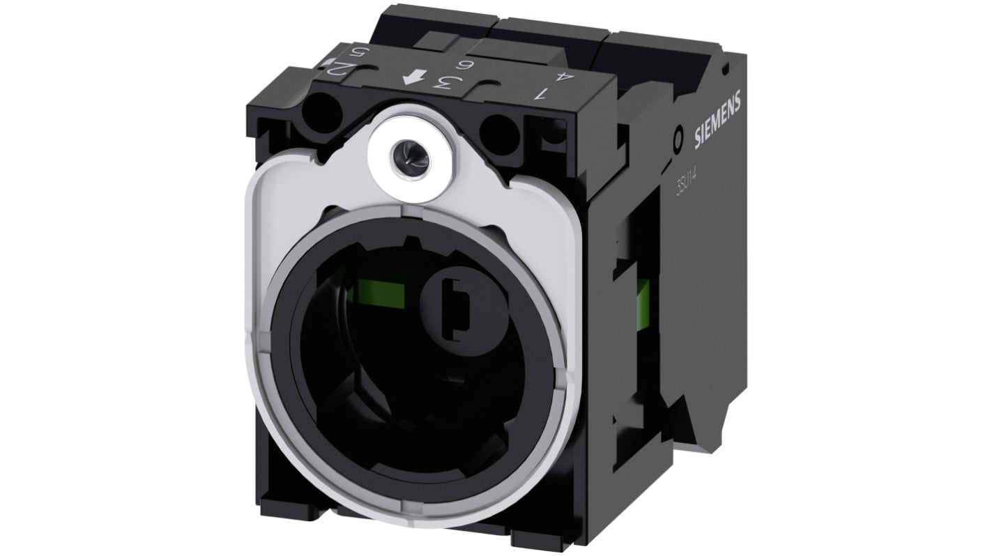 Siemens blocco contatti 2NO con supporto, tensione 24 V, design compatto, installazione snap-on, adatto per ambienti industriali.