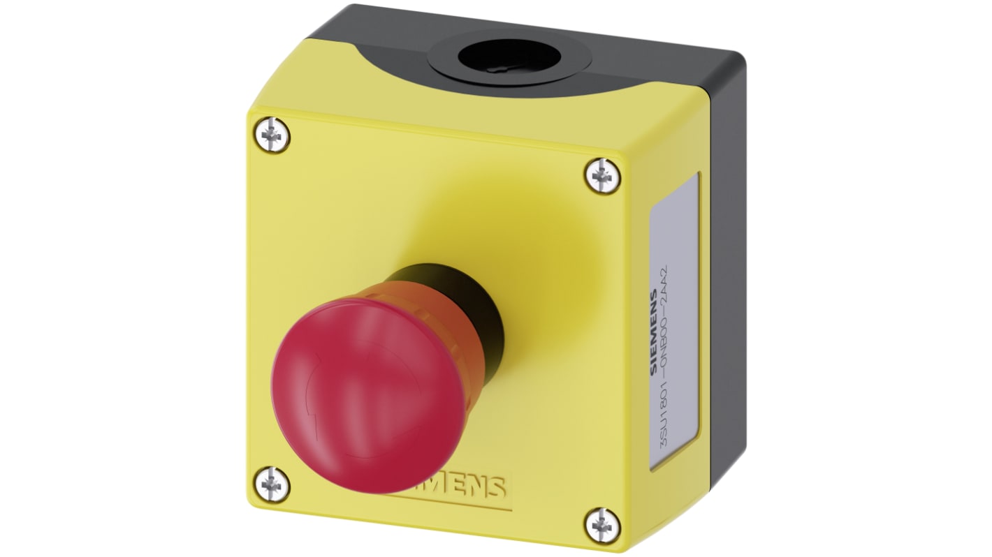 Pulsante di arresto di emergenza Siemens, montaggio superficiale, rotondo, IP66/IP67/IP69, 85 mm x 89.4 mm x 109 mm, colore rosso.