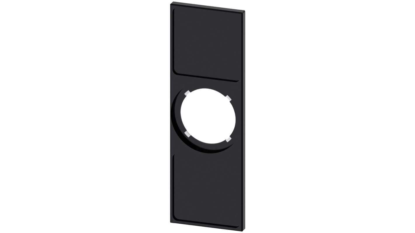 Portaetichette Siemens 3SU1900-0AL10-0AA0, nero, per interruttori 22mm, installazione snap-on, compatibile con targhette 27mm x 27mm.