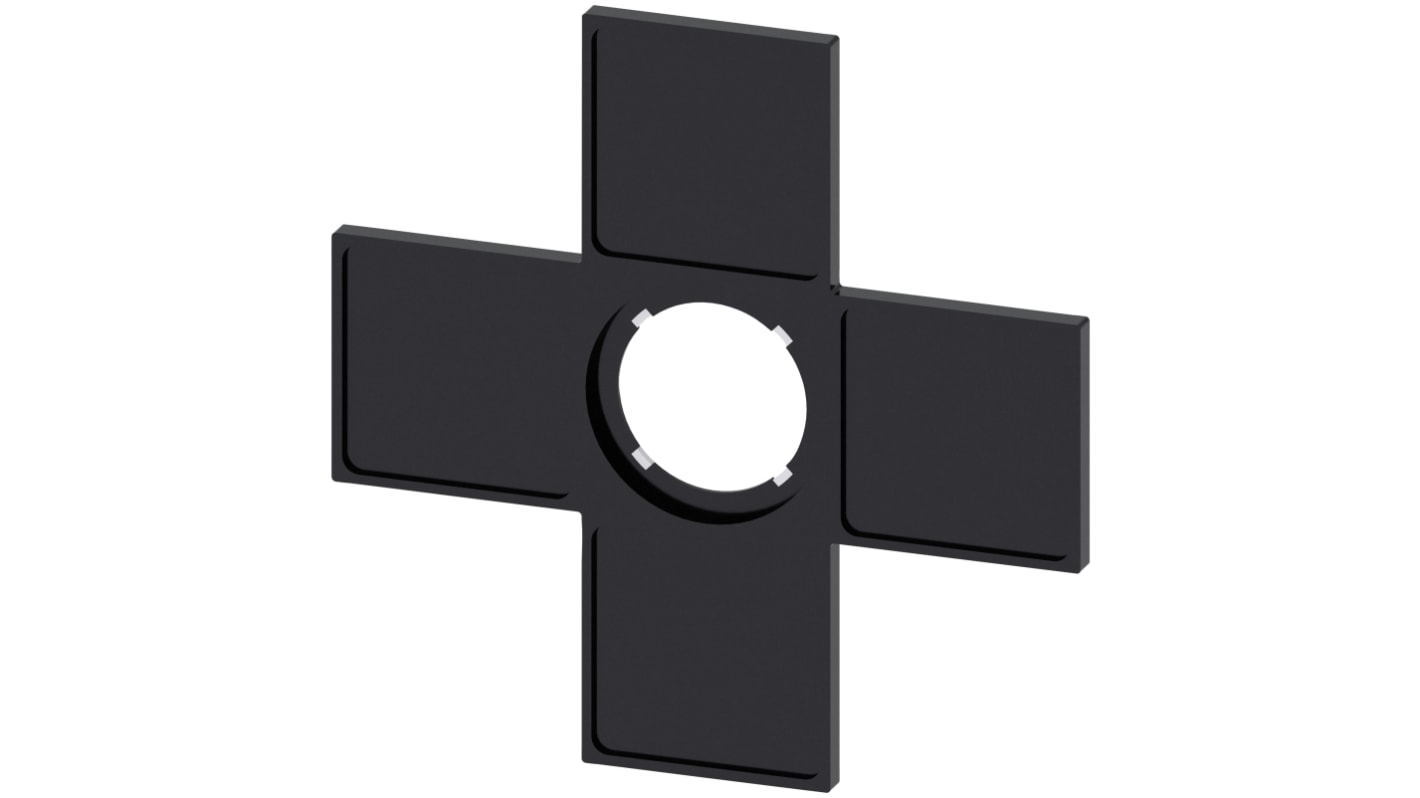 Portaetichette Siemens 3SU1900-0AM10-0AA0, design robusto in metallo e plastica, installazione snap-on, dimensioni 22mm, colore nero.