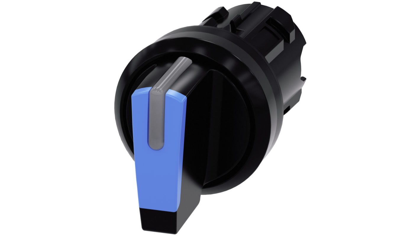 Selettore SIRIUS ACT Siemens a 3 posizioni, diametro foro 22 mm, attivazione momentanea, grado di protezione IP66/IP67/IP69K. Montaggio snap-on per ambienti industriali.
