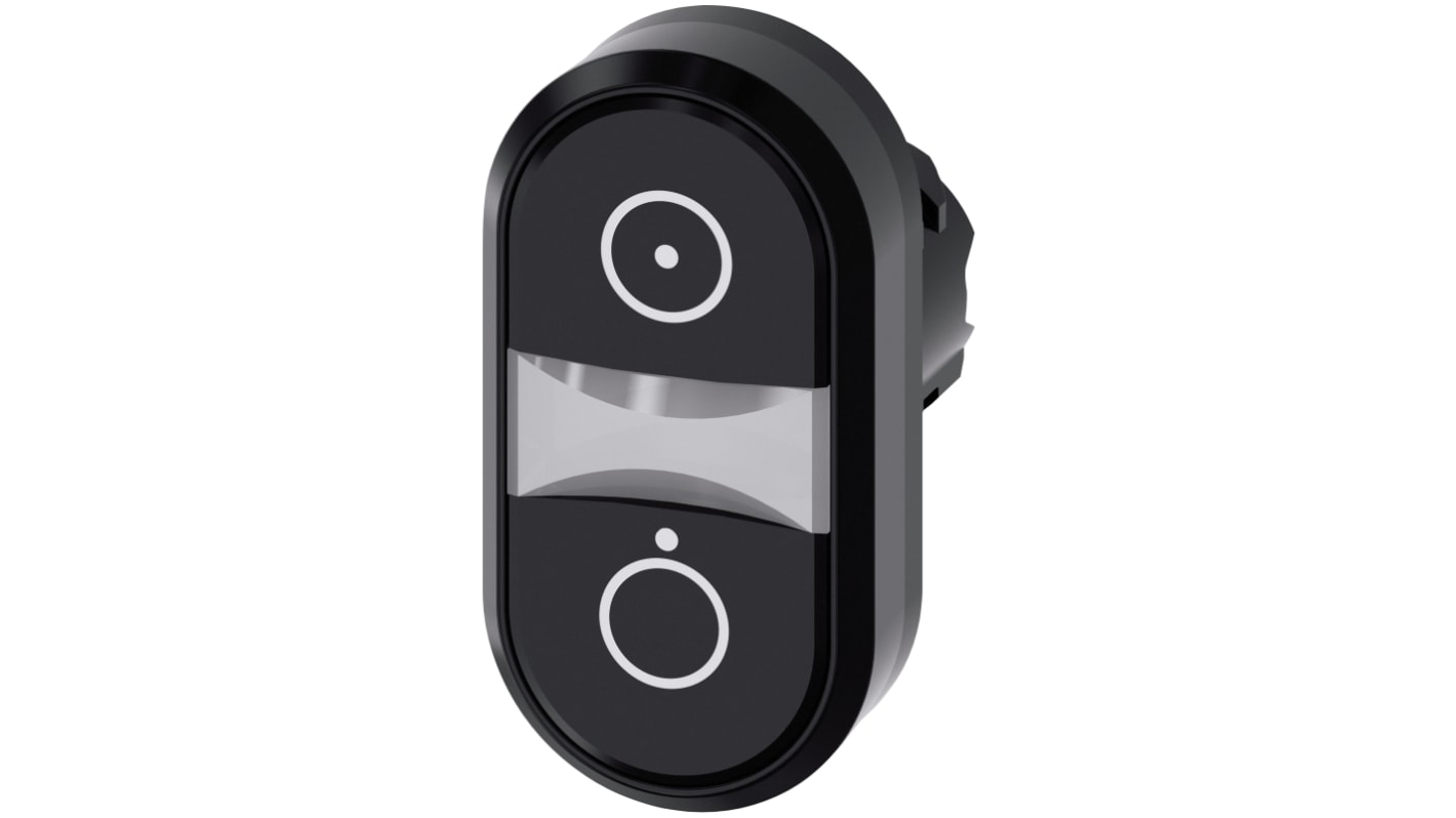 Pulsante instabile Siemens SIRIUS ACT, 22 mm, rotondo, nero, grado di protezione IP66/IP67/IP69K, installazione orizzontale.