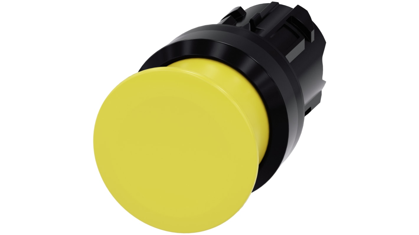 Attuatore pulsante instabile Siemens SIRIUS ACT, rotondo giallo, 22 mm, IP66/IP67/IP69K, montaggio snap-on.