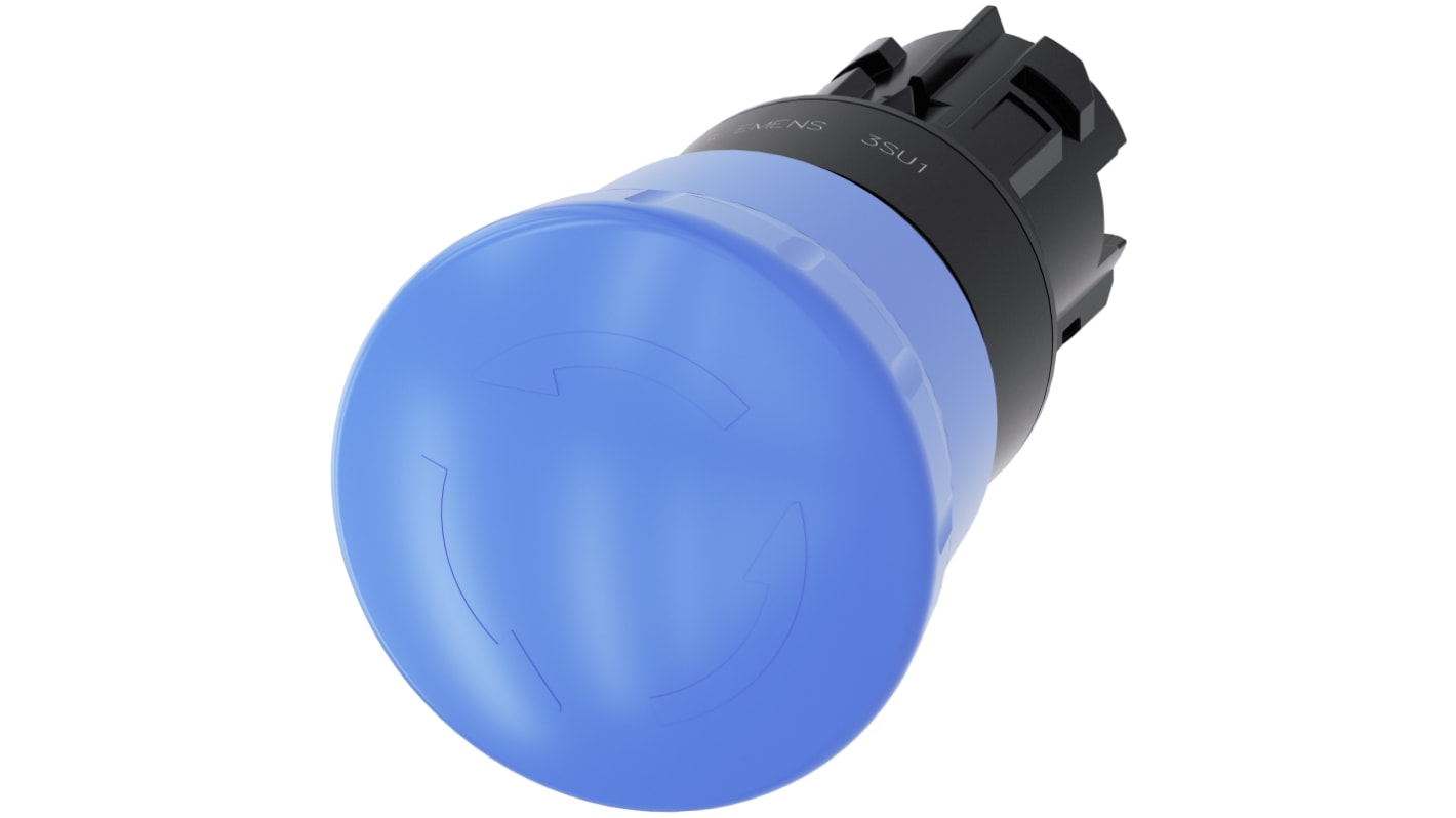 Siemens attuatore pulsante SIRIUS ACT, rotondo blu da 22 mm, con protezione IP66/IP67/IP69K, montaggio snap-on.