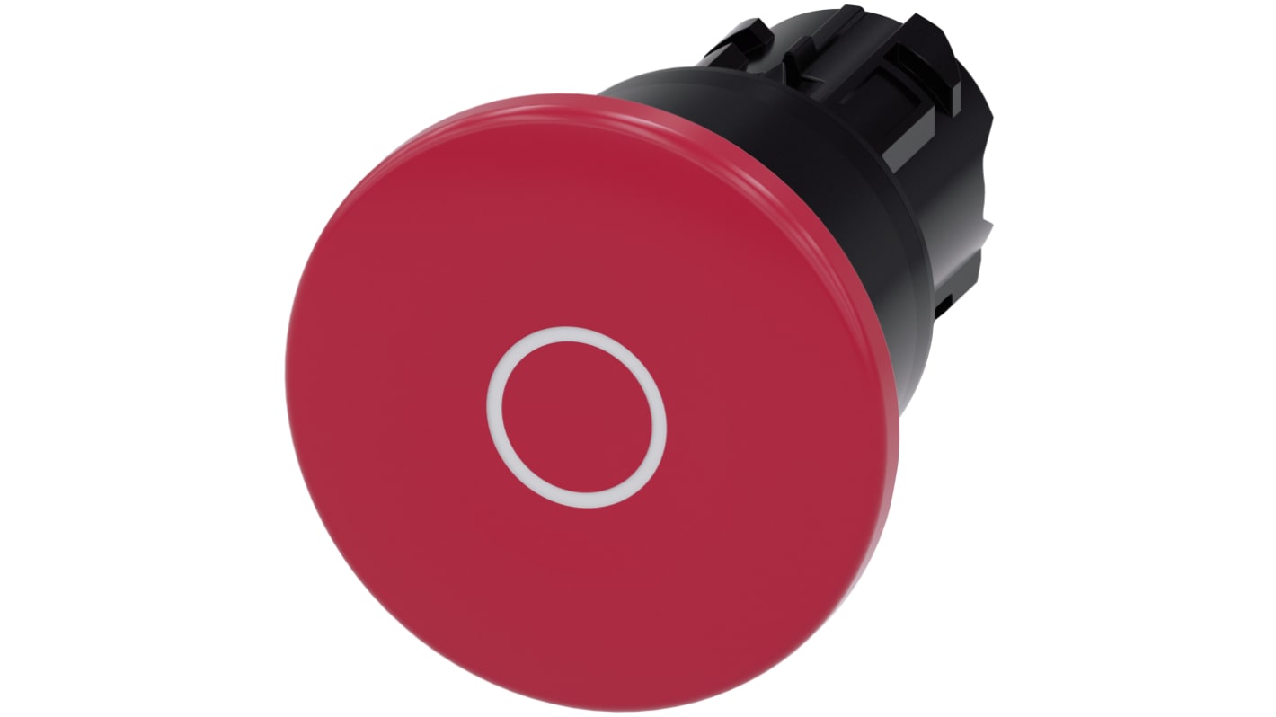 Siemens attuatore pulsante rotondo SIRIUS ACT, 22 mm, rosso, meccanismo a trazione, protezione IP66/IP67/IP69K, installazione snap-on.