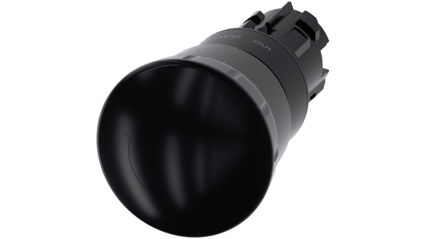 Siemens attuatore pulsante SIRIUS ACT, rotondo 22 mm, nero, con protezione IP66/IP67/IP69K, montaggio snap-on.
