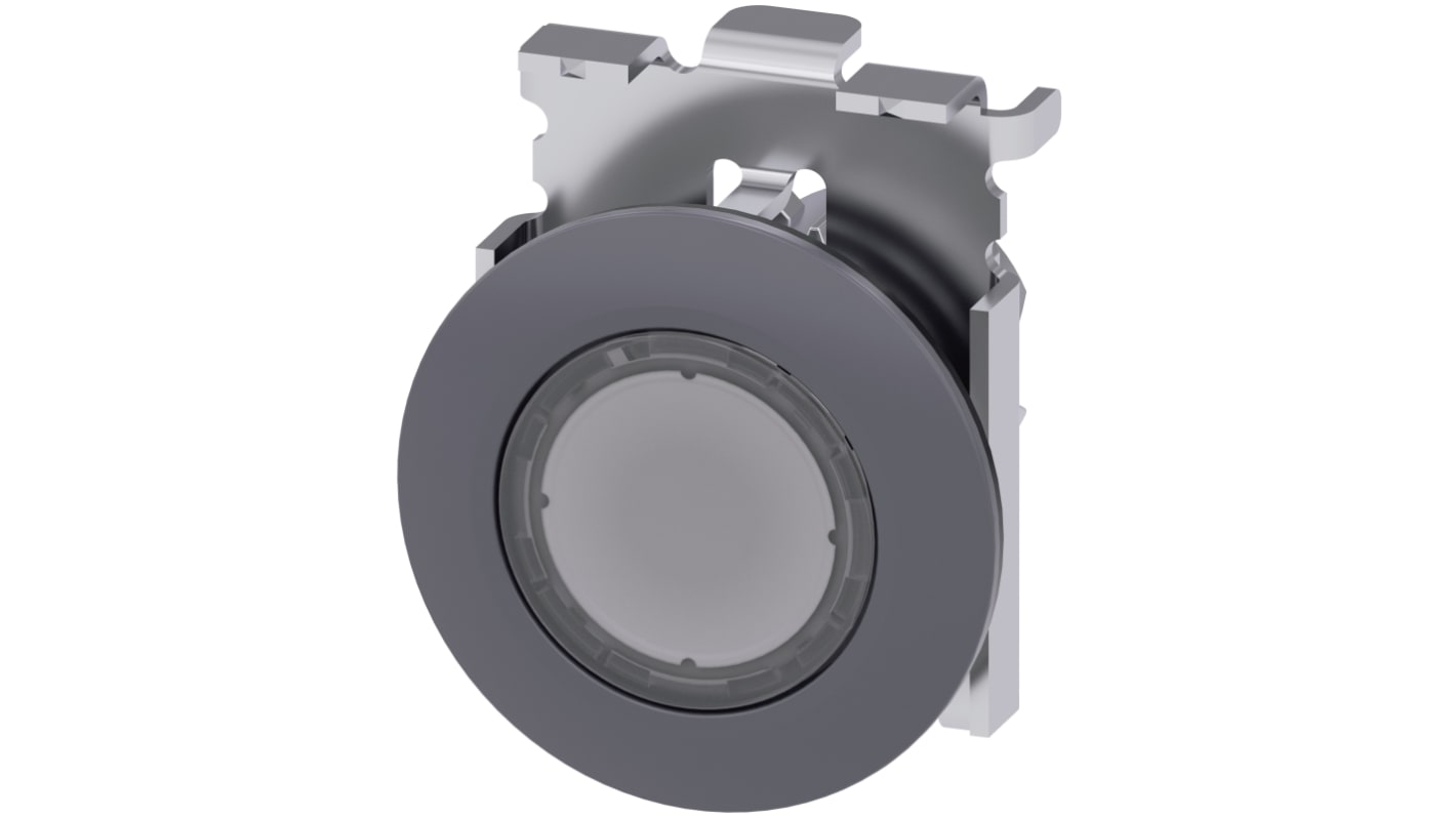 Siemens attuatore pulsante SIRIUS ACT, rotondo, diametro 38mm, trasparente, IP66/IP67/IP69K, installazione rapida per ambienti industriali.