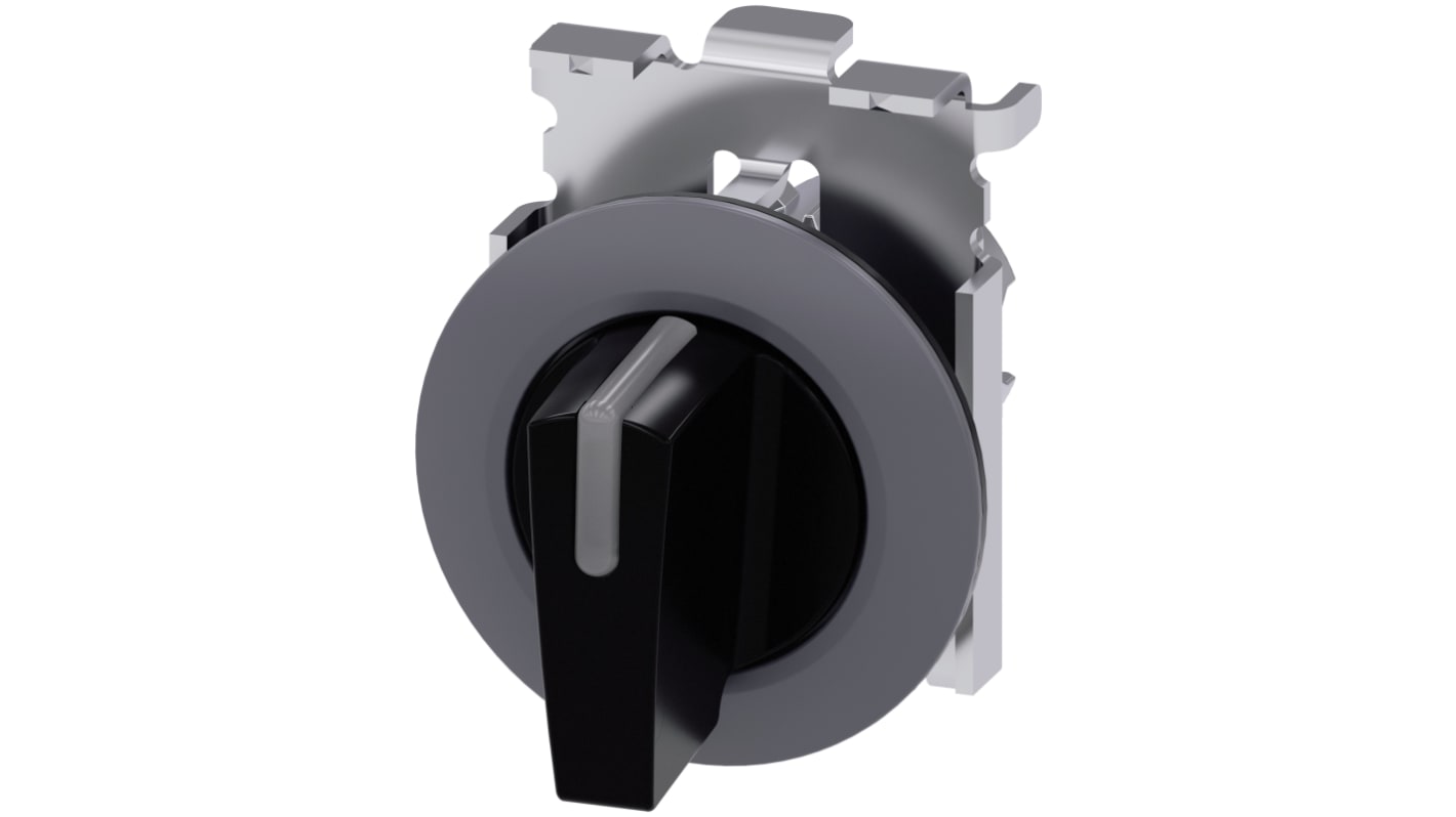 Selettore Siemens SIRIUS ACT a tre posizioni, diametro foro 30 mm, attivazione momentanea, illuminato, grado di protezione IP66/IP67/IP69K. Montaggio snap-on, adatto per ambienti industriali.