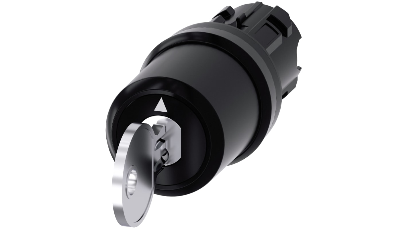 Testa selettore Siemens SIRIUS ACT, 3 posizioni, diametro foro 22mm, protezione IP54, installazione snap-on.