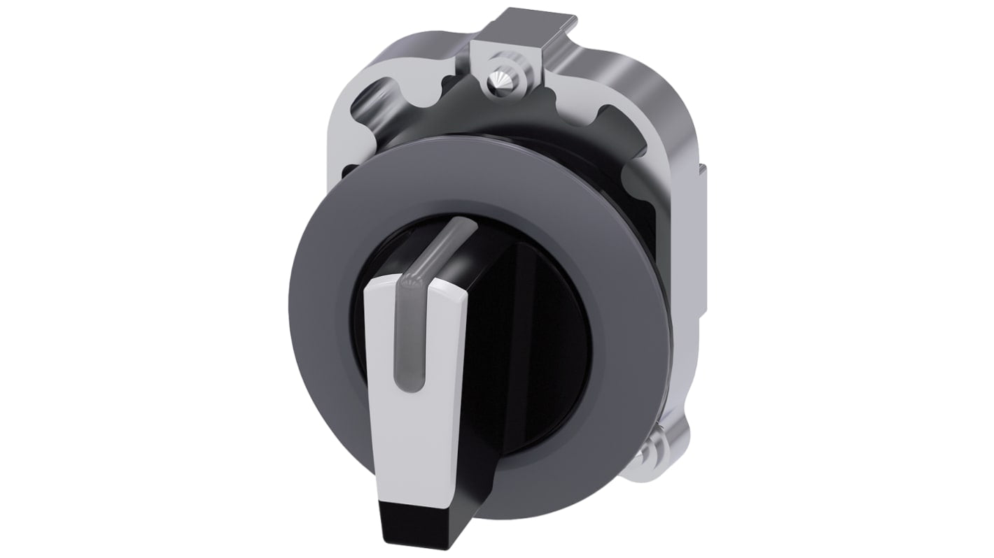Selettore Siemens SIRIUS ACT a tre posizioni, diametro foro 30 mm, illuminato, grado di protezione IP66/IP67/IP69K. Montaggio snap-on.