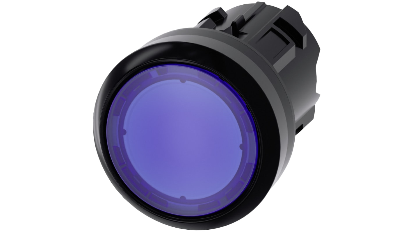 Spia luminosa Siemens SIRIUS ACT, blu, diametro foro 22 mm, grado di protezione IP66/IP67/IP69K, installazione snap-on.