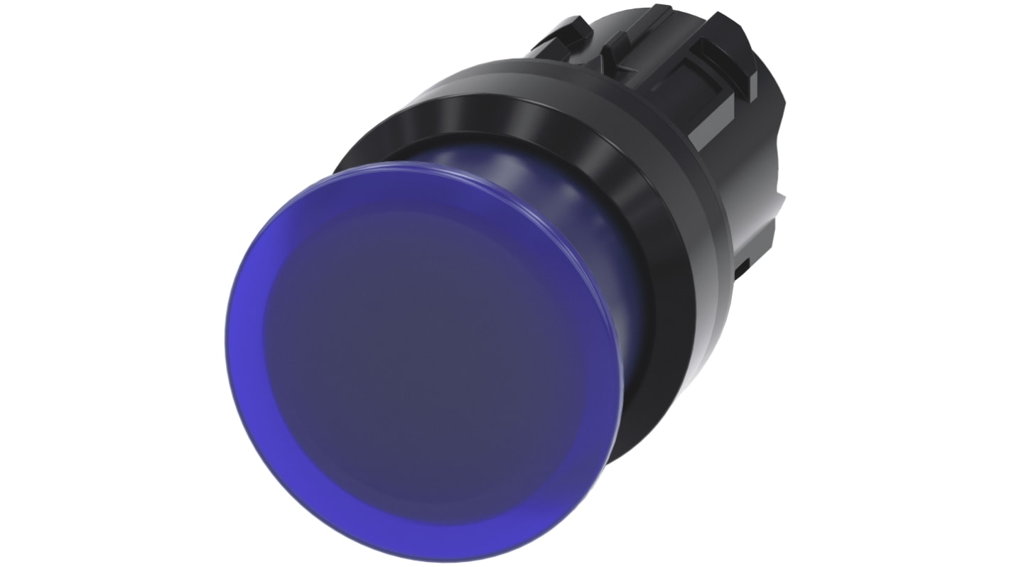 Attuatore pulsante instabile Siemens SIRIUS ACT, blu, diametro 30mm, installazione snap-on, protezione IP66/IP67/IP69K.