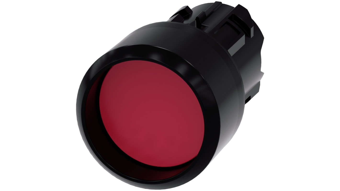 Attuatore pulsante rotondo rosso Siemens SIRIUS ACT, diametro 22mm, protezione IP66/IP67/IP69K, montaggio snap-on.