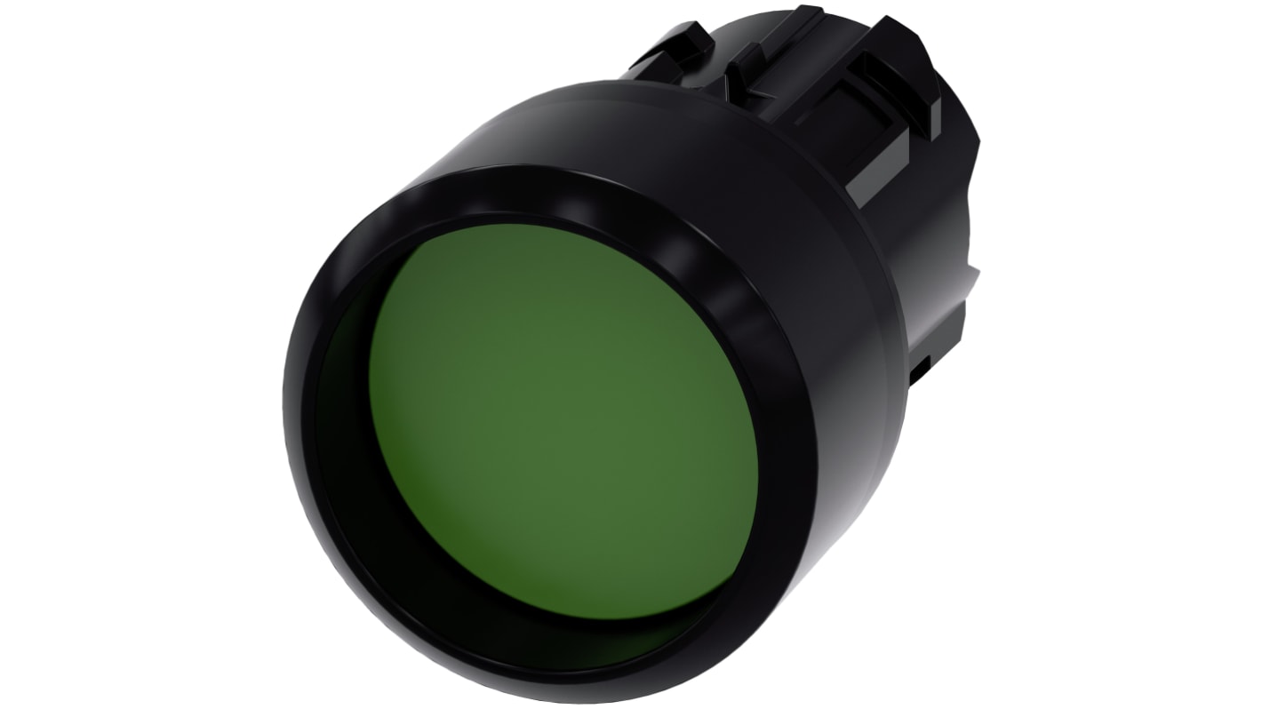 Siemens attuatore pulsante instabile SIRIUS ACT, verde, diametro 22mm, protezione IP66/IP67/IP69K, montaggio snap-on.