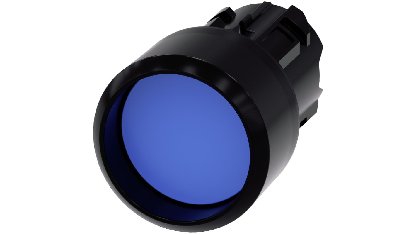 Attuatore pulsante instabile Siemens SIRIUS ACT, diametro 22mm, blu, protezione IP66/IP67/IP69K, montaggio snap-on.
