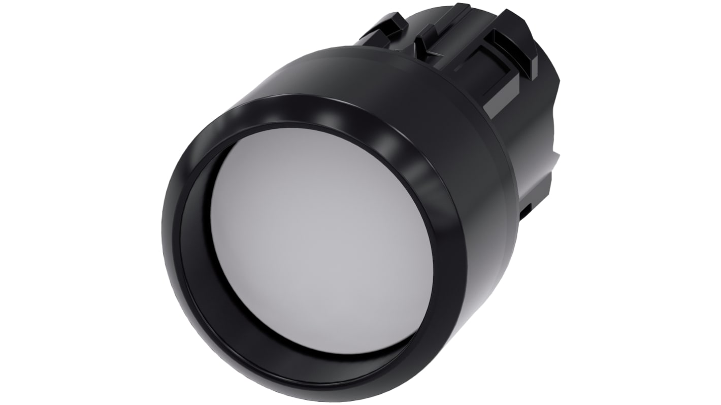 Attuatore pulsante instabile Siemens SIRIUS ACT, diametro foro 22mm, colore bianco, protezione IP66/IP67/IP69K. Montaggio snap-on.