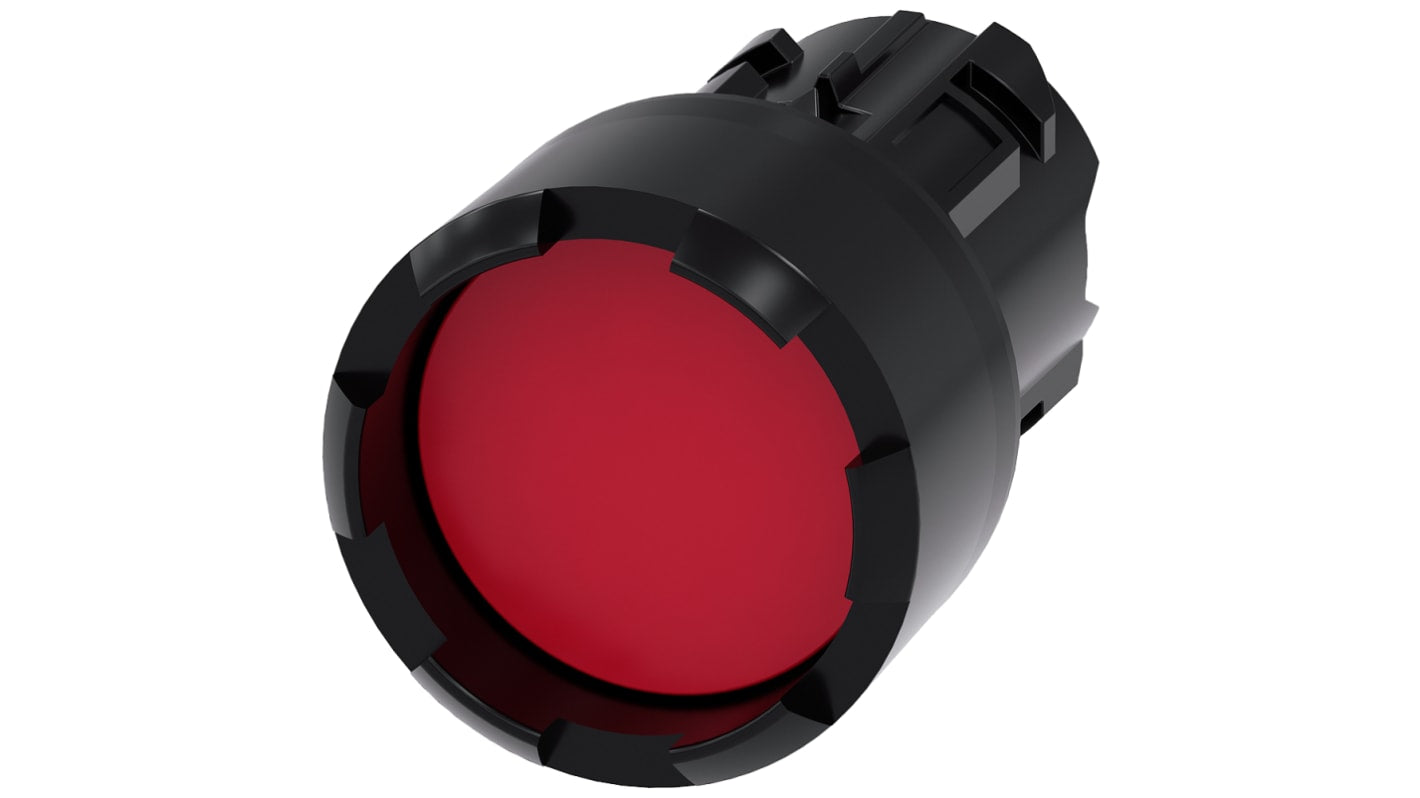 Siemens attuatore pulsante rotondo rosso, diametro 29.5mm, IP66/IP67/IP69K, installazione snap-on, compatibile PROFINET.