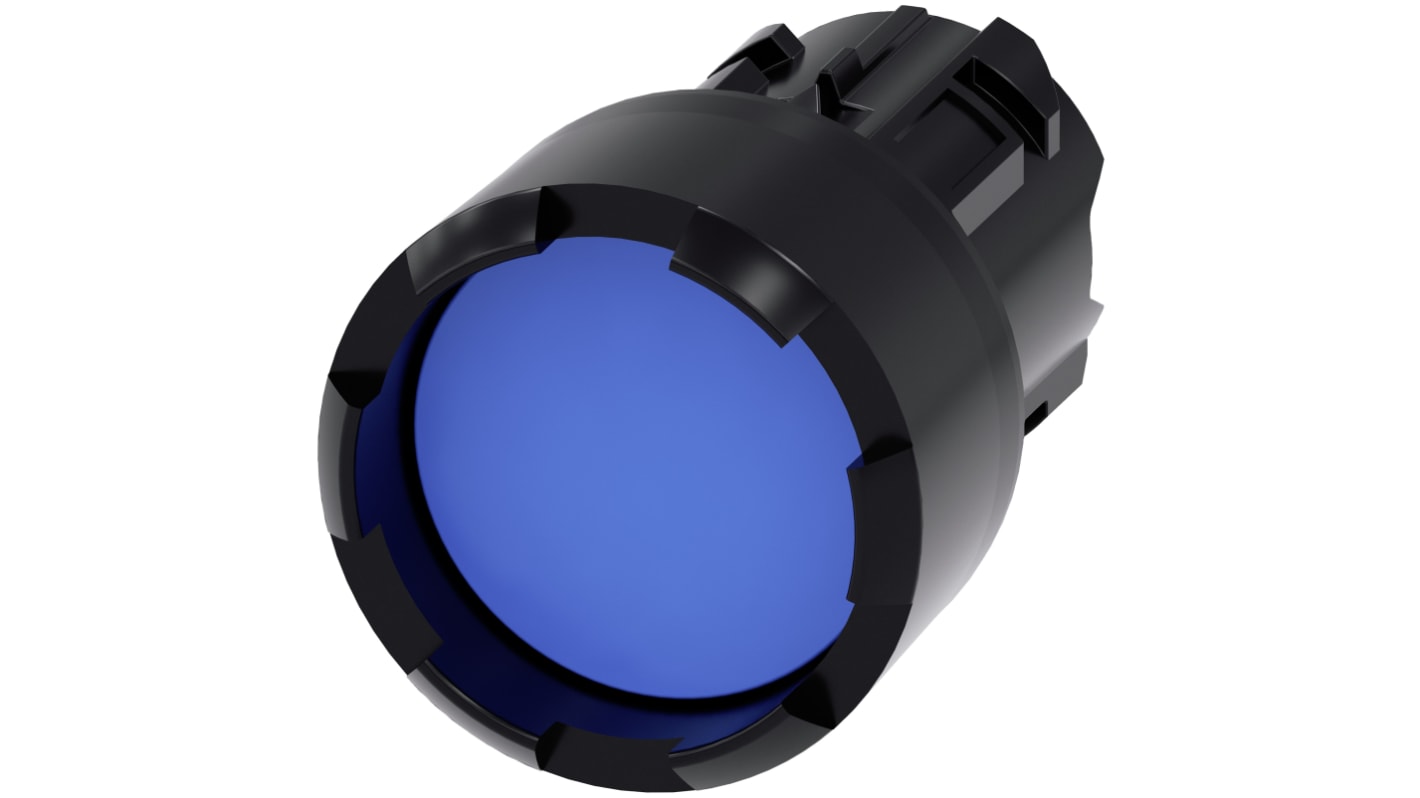 Attuatore pulsante instabile Siemens SIRIUS ACT, diametro 22mm, blu, protezione IP66/IP67/IP69K, montaggio snap-on.