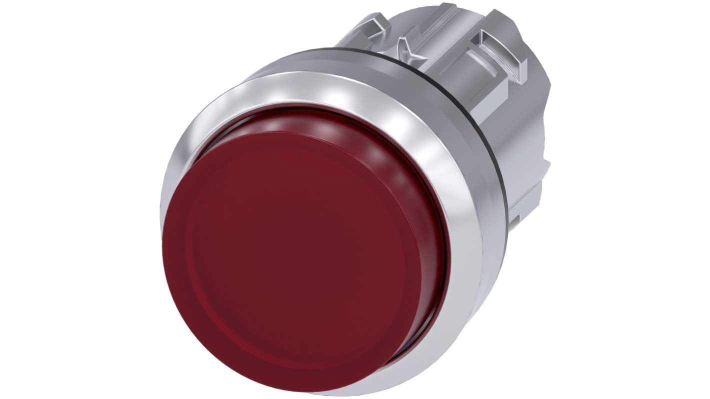 Attuatore pulsante instabile Siemens SIRIUS ACT, rosso, diametro 22mm, montaggio snap-on, protezione IP66/IP67/IP69K.