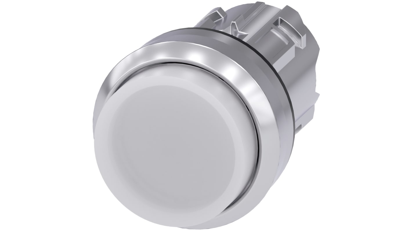 Attuatore pulsante Siemens SIRIUS ACT, tipo instabile, diametro 22mm, bianco, protezione IP66/IP67/IP69K, montaggio snap-on.