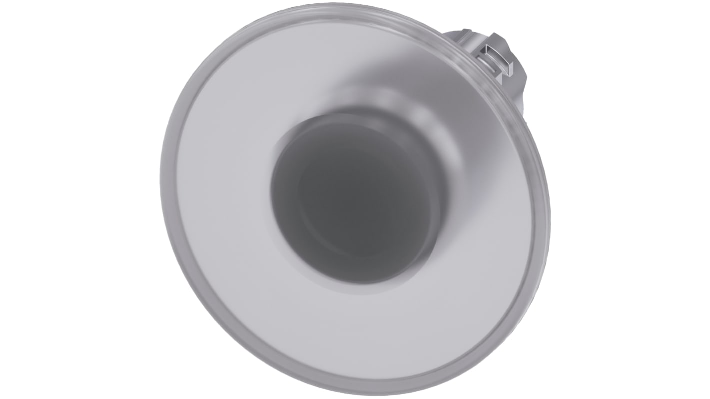 Attuatore pulsante Siemens SIRIUS ACT, rotondo, diametro 60mm, trasparente, IP66/IP67/IP69K, per installazione rapida in ambienti industriali.