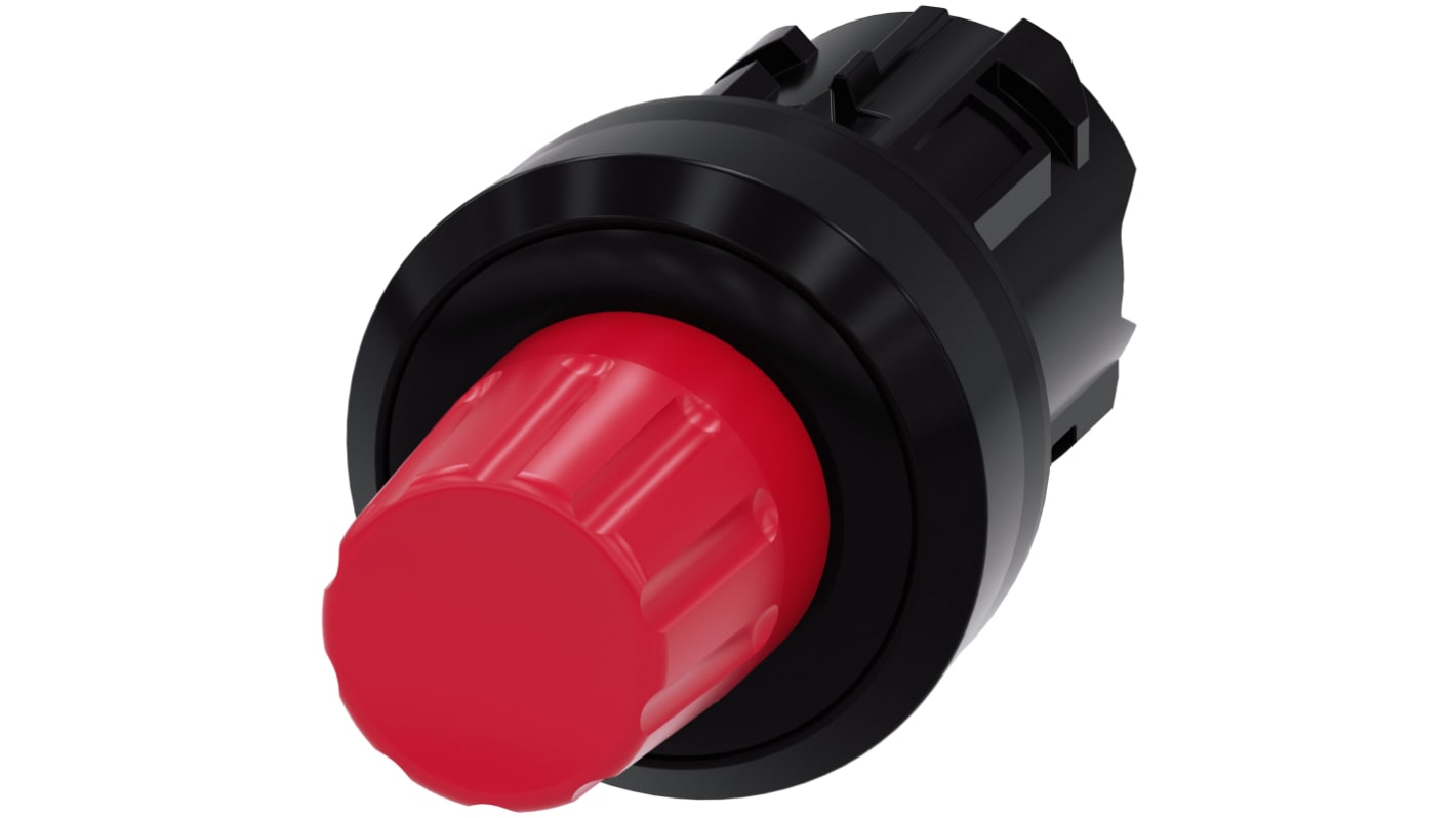 Pulsante rosso instabile Siemens 3SU1000-0HC20-0AA0, diametro foro 22mm, protezione IP66/IP67/IP69K, montaggio snap-on.