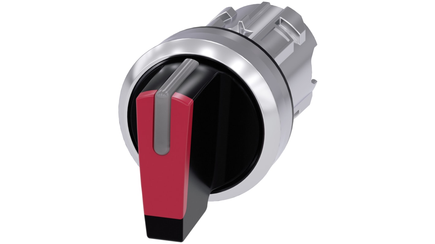 Selettore Siemens SIRIUS ACT, 3 posizioni, diametro foro 22mm, attivazione momentanea, illuminato, IP66/IP67/IP69K. Montaggio senza attrezzi.