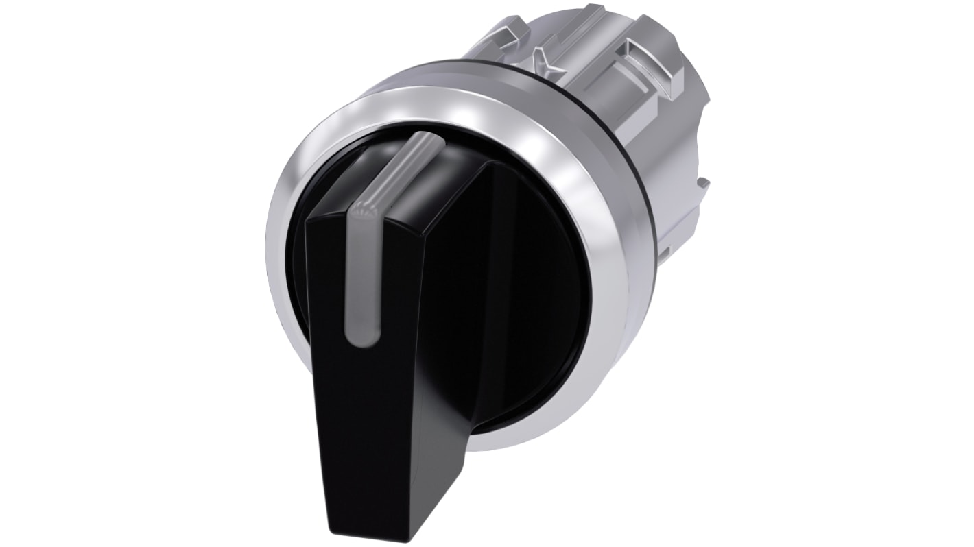 Selettore SIRIUS ACT Siemens 3 posizioni, diametro foro 22 mm, protezione IP66/IP67/IP69K, montaggio snap-on.