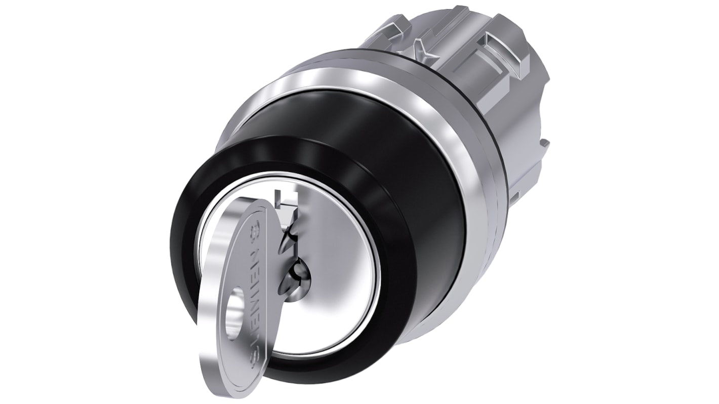Testa selettore Siemens SIRIUS ACT 3 posizioni, metallo lucido, 22mm, Ronis, codice 3SU1050-4CL01-0AA0. Robusta, facile installazione e connessioni flessibili.