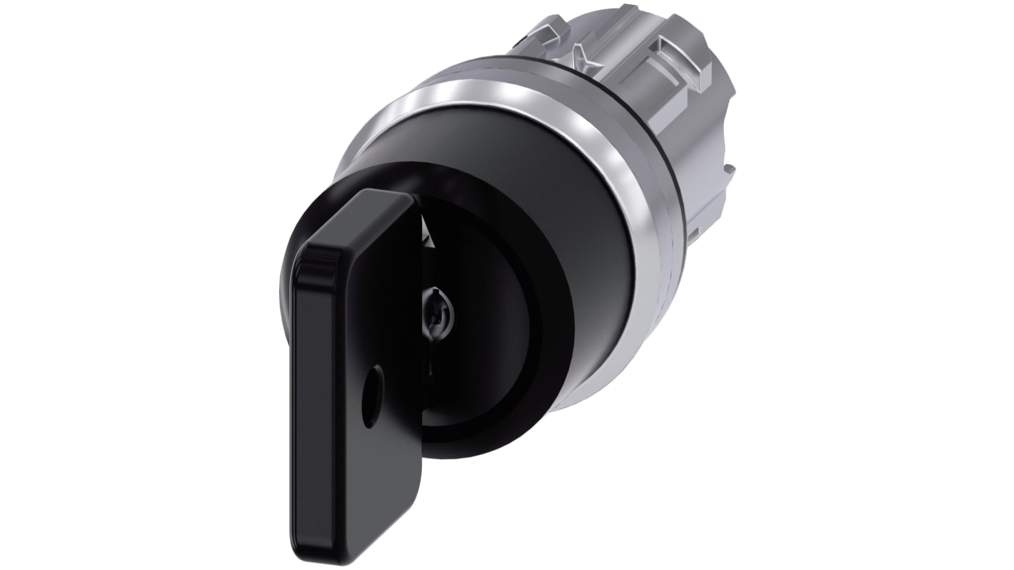 Testa selettore Siemens SIRIUS ACT, 3 posizioni, diametro foro 22 mm, protezione IP66/IP67/IP69K, montaggio snap-on.