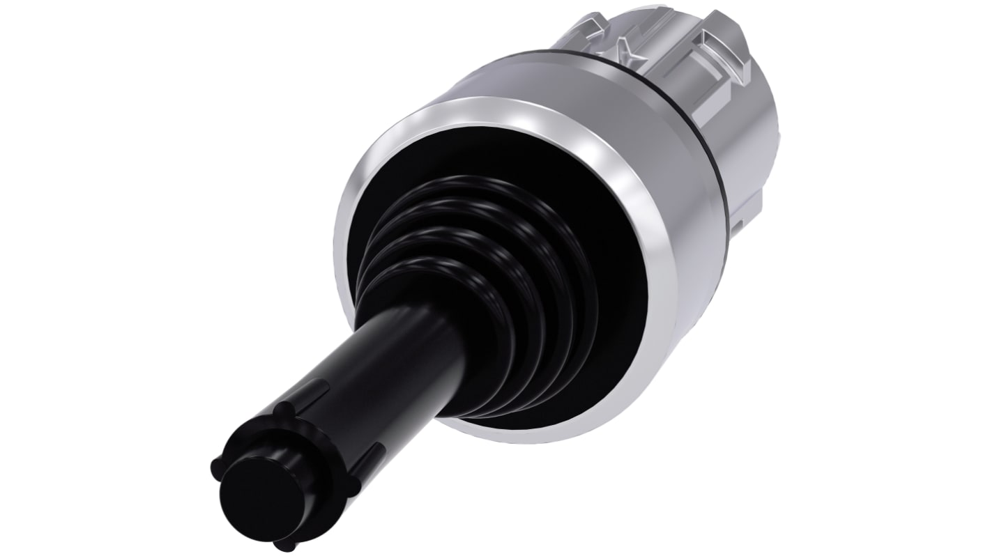 Interruttore joystick Siemens 3SU1050-7BB88-0AA0, rotondo 22 mm, metallo nero, IP65/IP67, installazione snap-on.