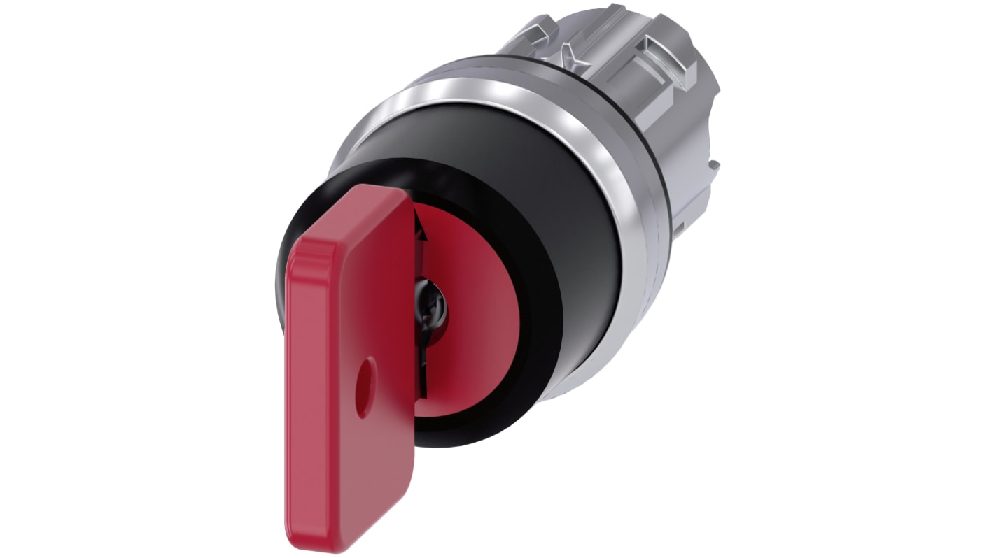 Testa selettore Siemens SIRIUS ACT, 3 posizioni, diametro 22 mm, protezione IP66/IP67/IP69K, temperatura -25/+70 °C.