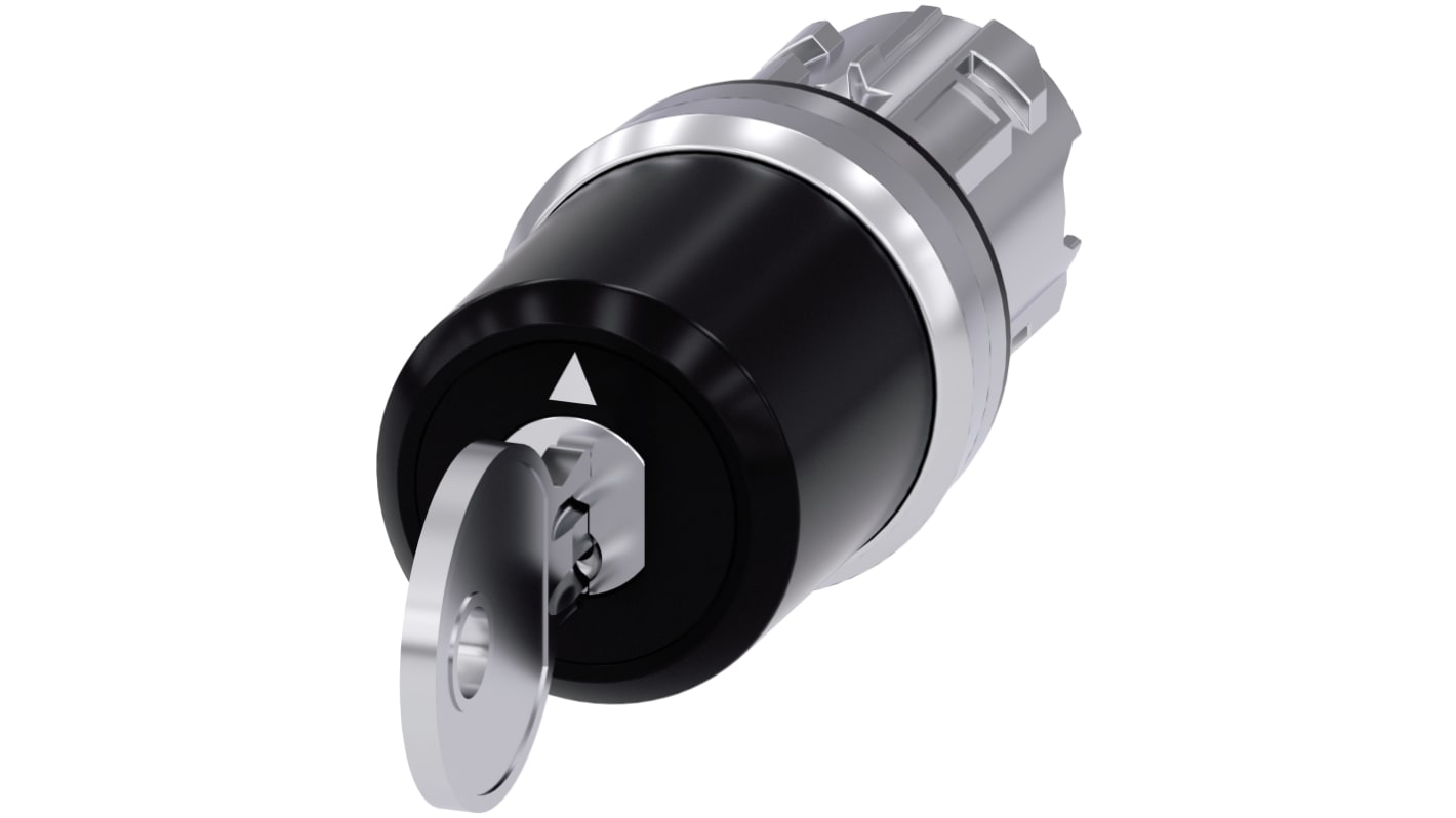 Testa selettore Siemens SIRIUS ACT, 3 posizioni, diametro foro 22 mm, protezione IP66/IP67/IP69, installazione snap-on.